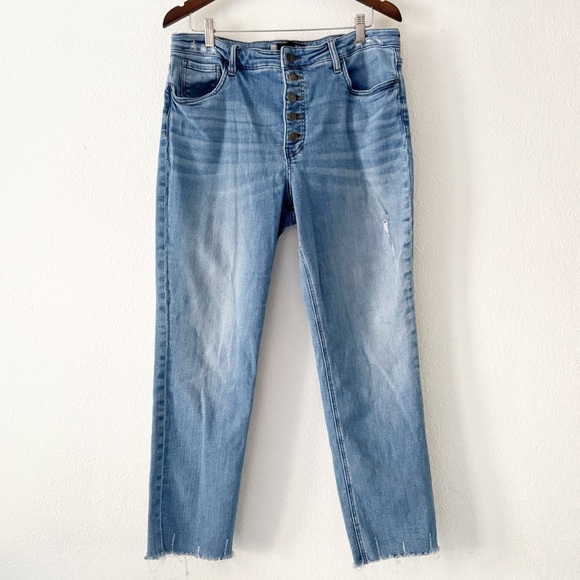 KUT from the Kloth Rachael Mom Jeans Raw Hem Retro Size 16 High Rise Button Fly - Picture 2 of 15